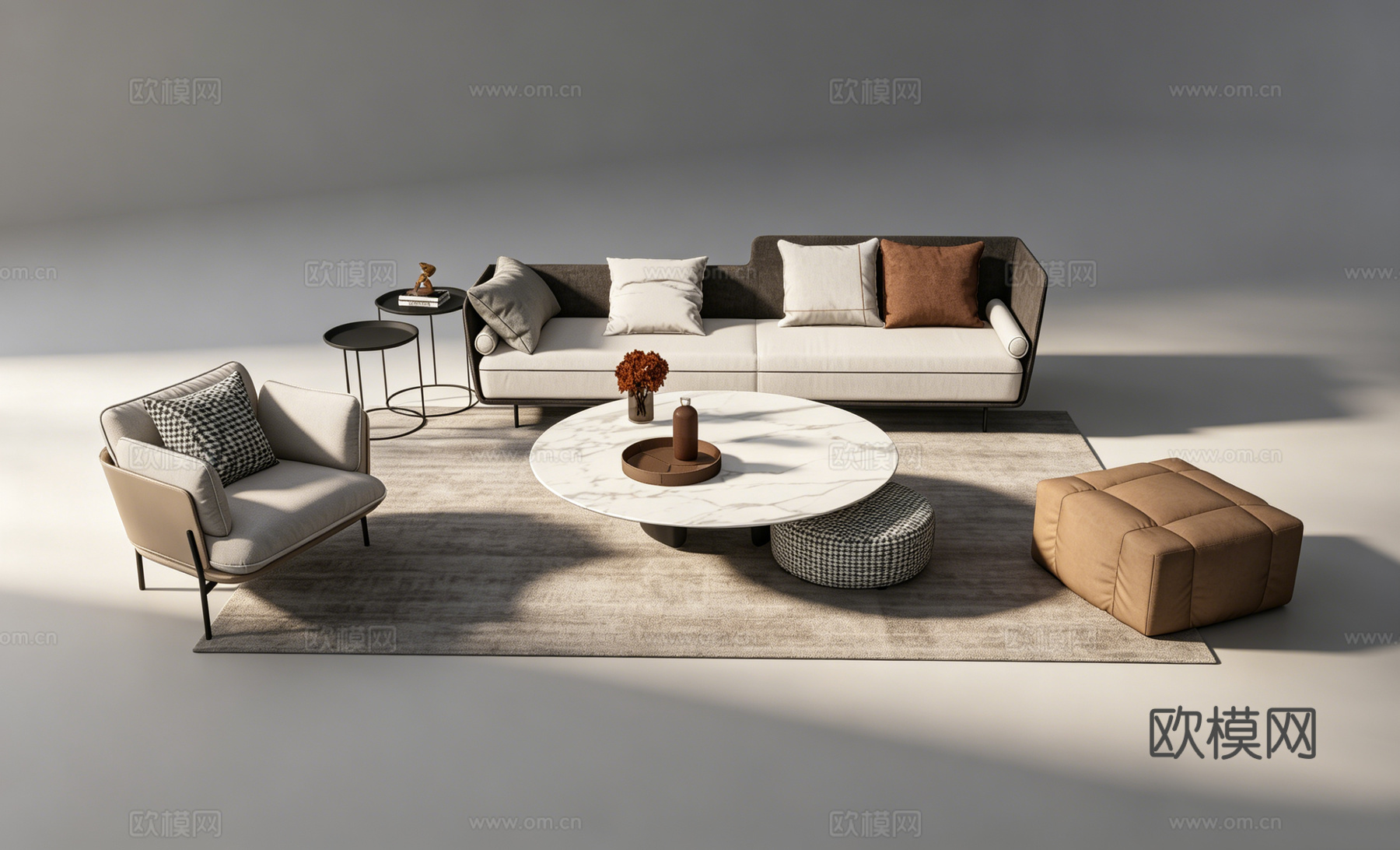 现代沙发组合su模型
