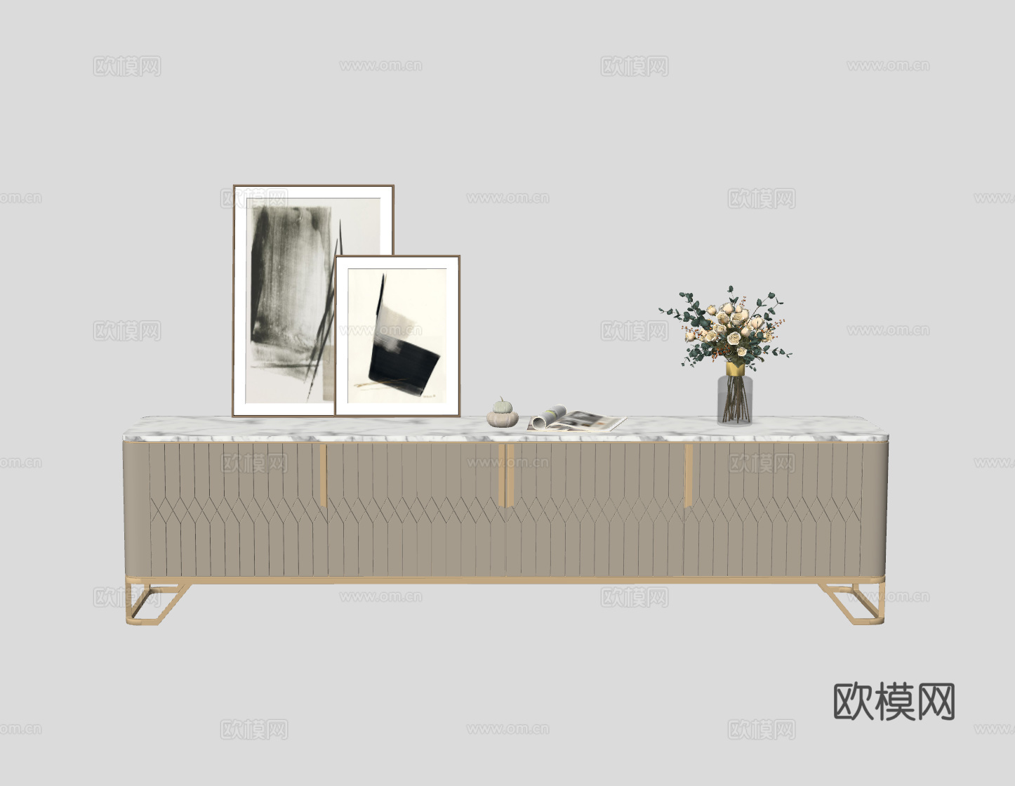 现代装饰柜su模型