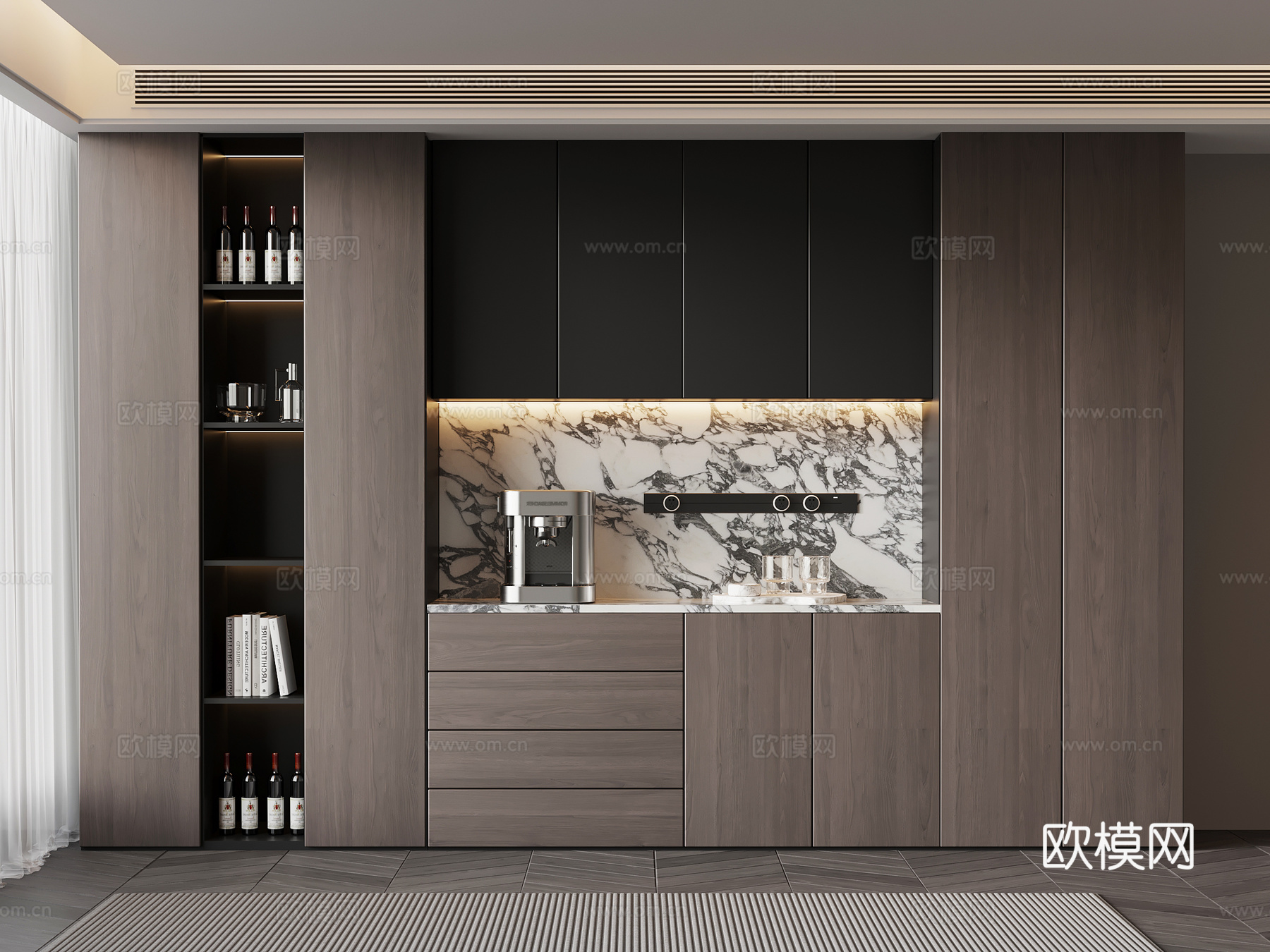 现代意式餐边柜su模型