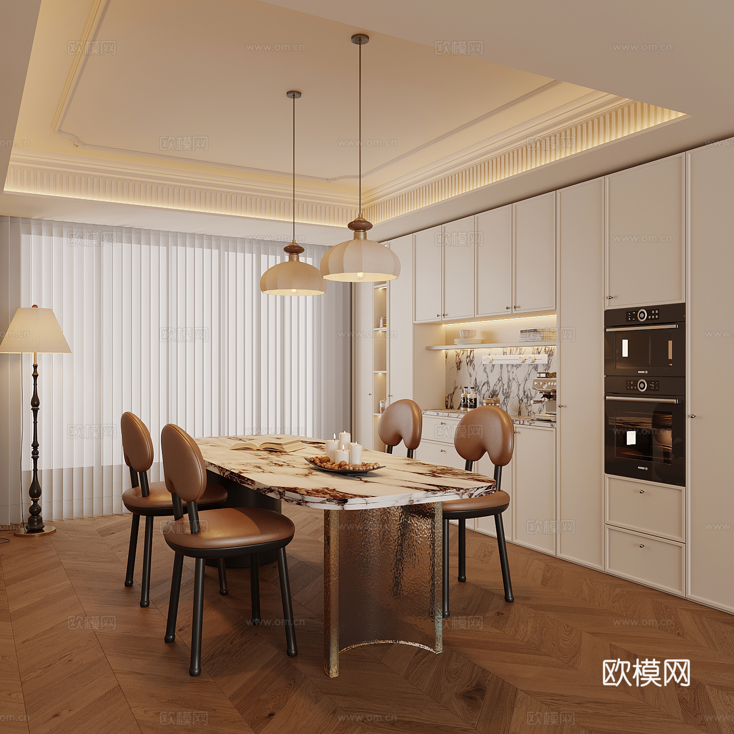 法式复古家居餐厅su模型