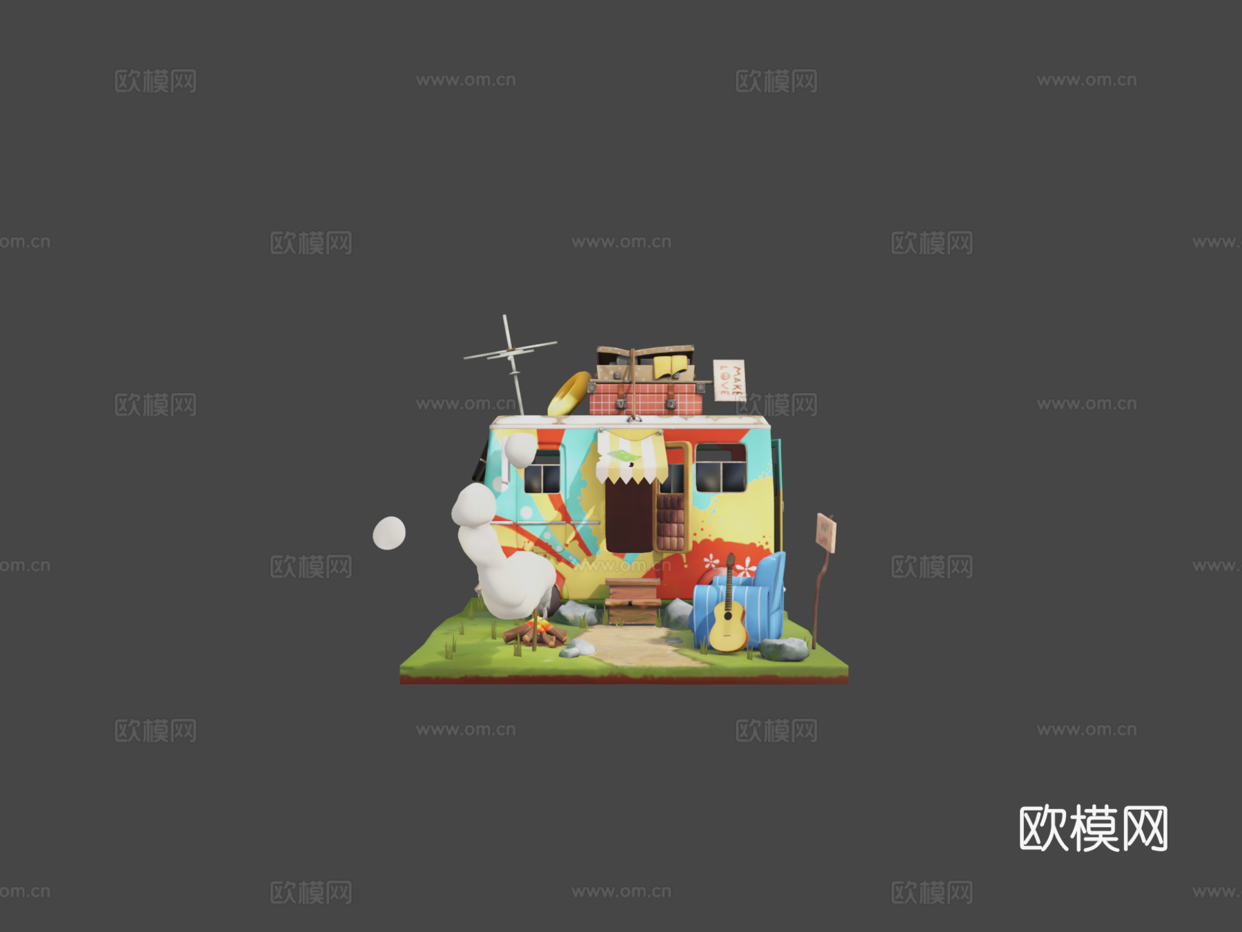 嬉皮士移动车su模型