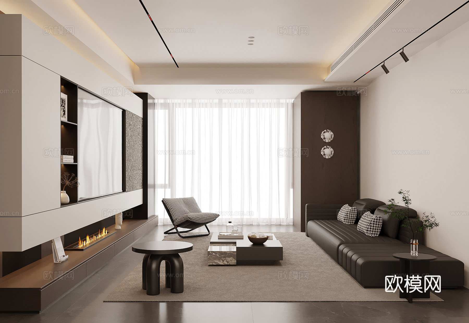 意式客厅su模型