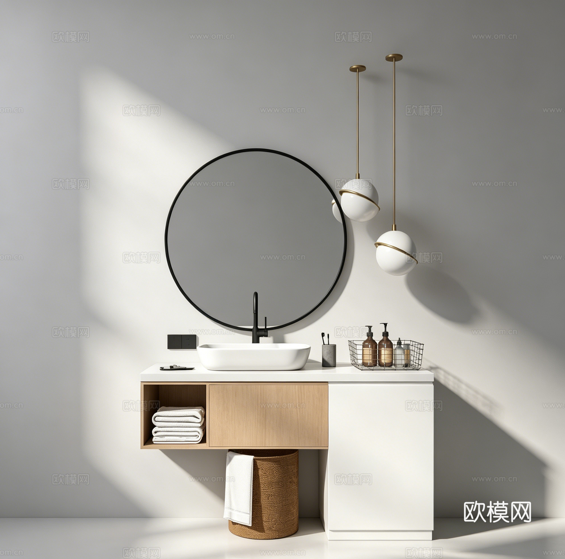 现代卫生间洗手台su模型