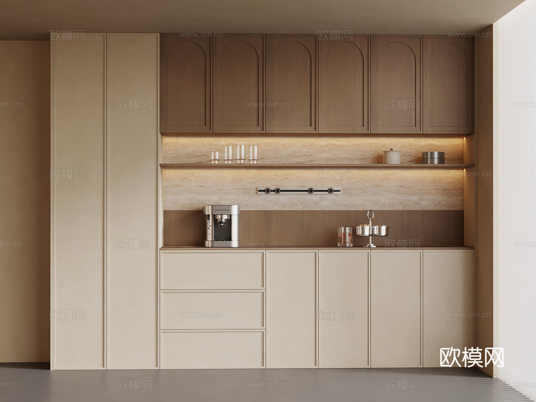 中古风酒柜 侘寂风酒柜 餐边柜su模型