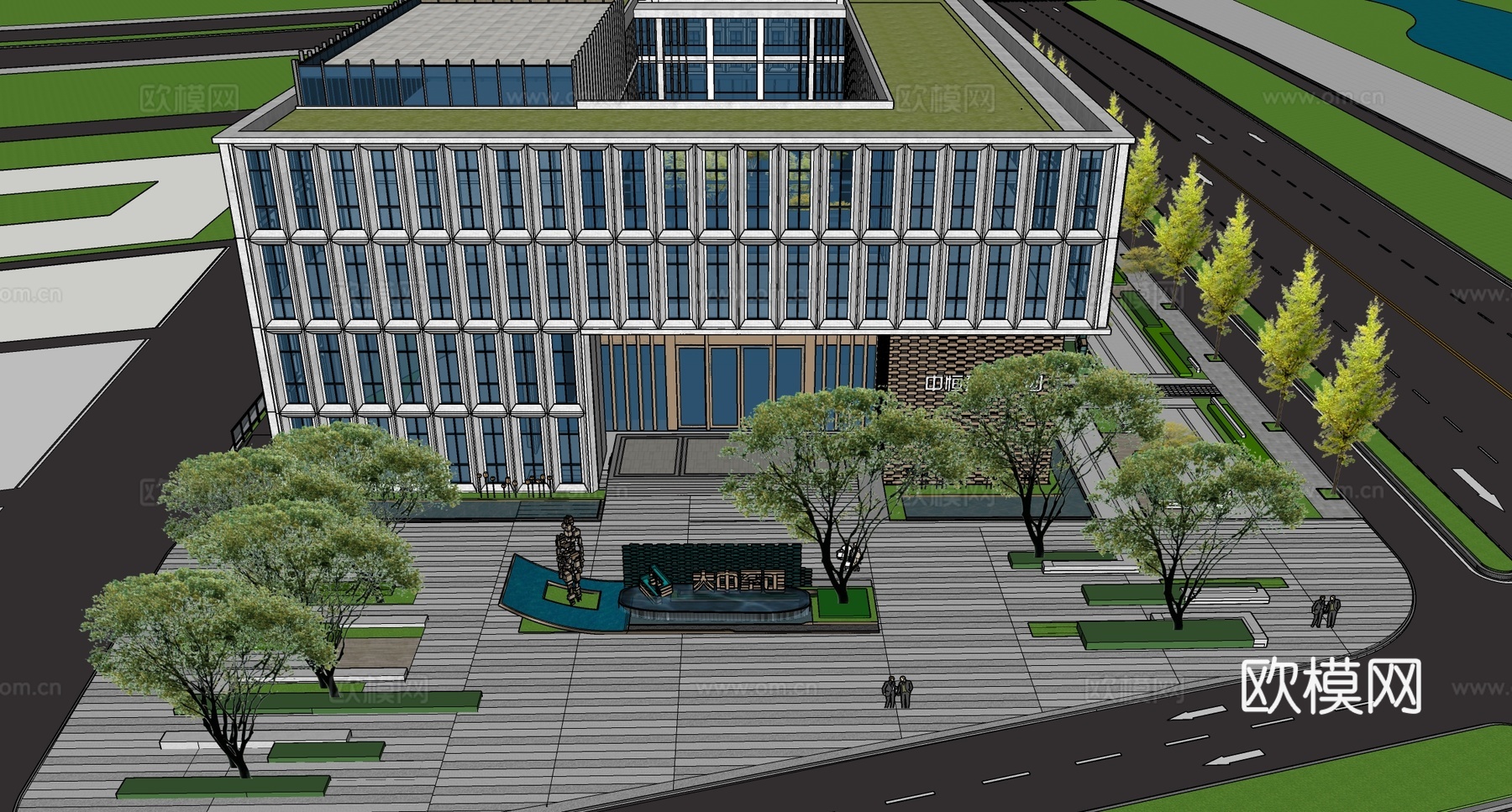 现代办公景观 写字楼su模型