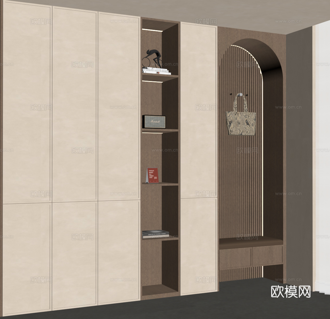 中古风鞋柜 侘寂风鞋柜su模型