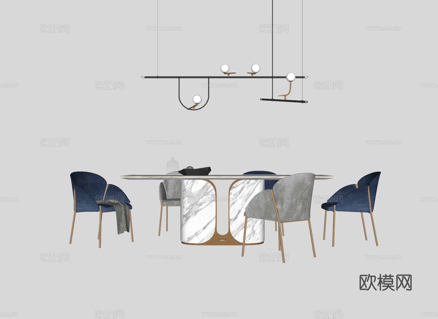 轻奢餐桌su模型