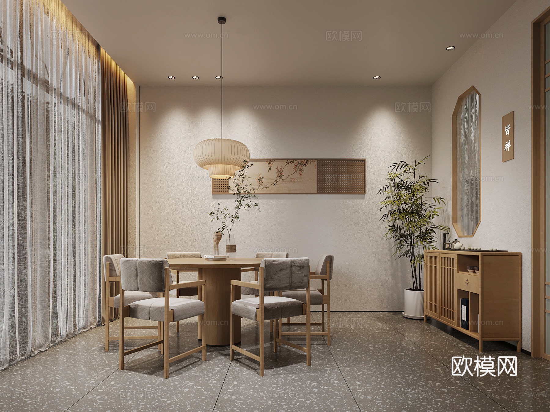 新中式包厢su模型