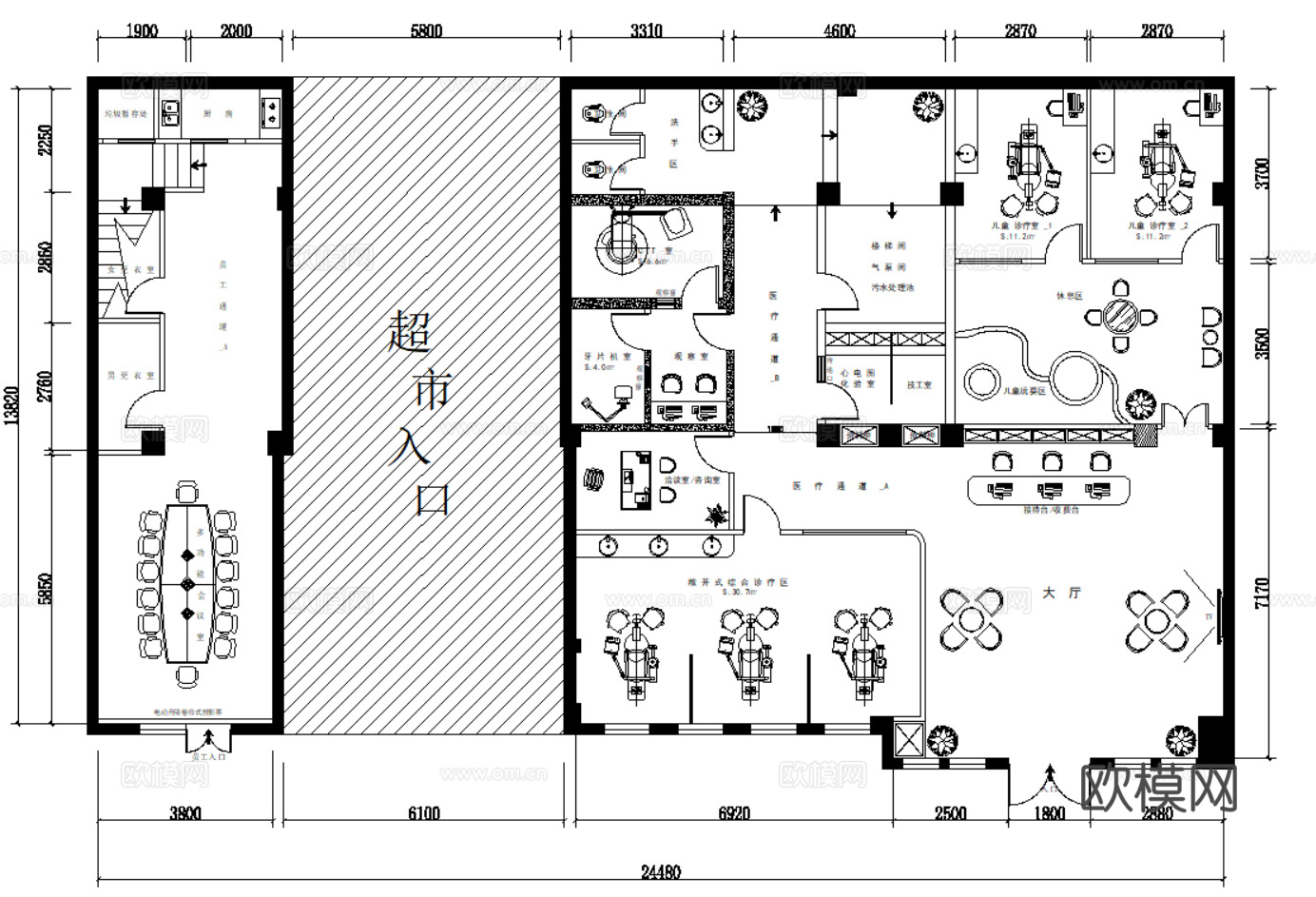 口腔诊所 牙科专科医院 口腔护理中心 牙科诊所 牙科医院cad施工图