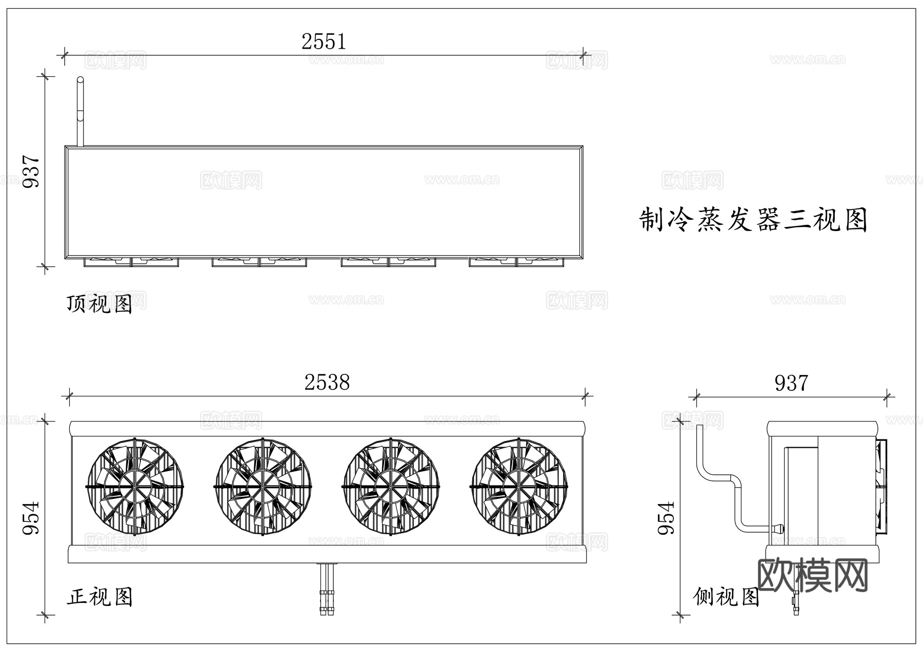 冷蒸发器 制冷盘管 蒸发盘管 冷媒蒸发器 制冷蒸发箱cad施工图