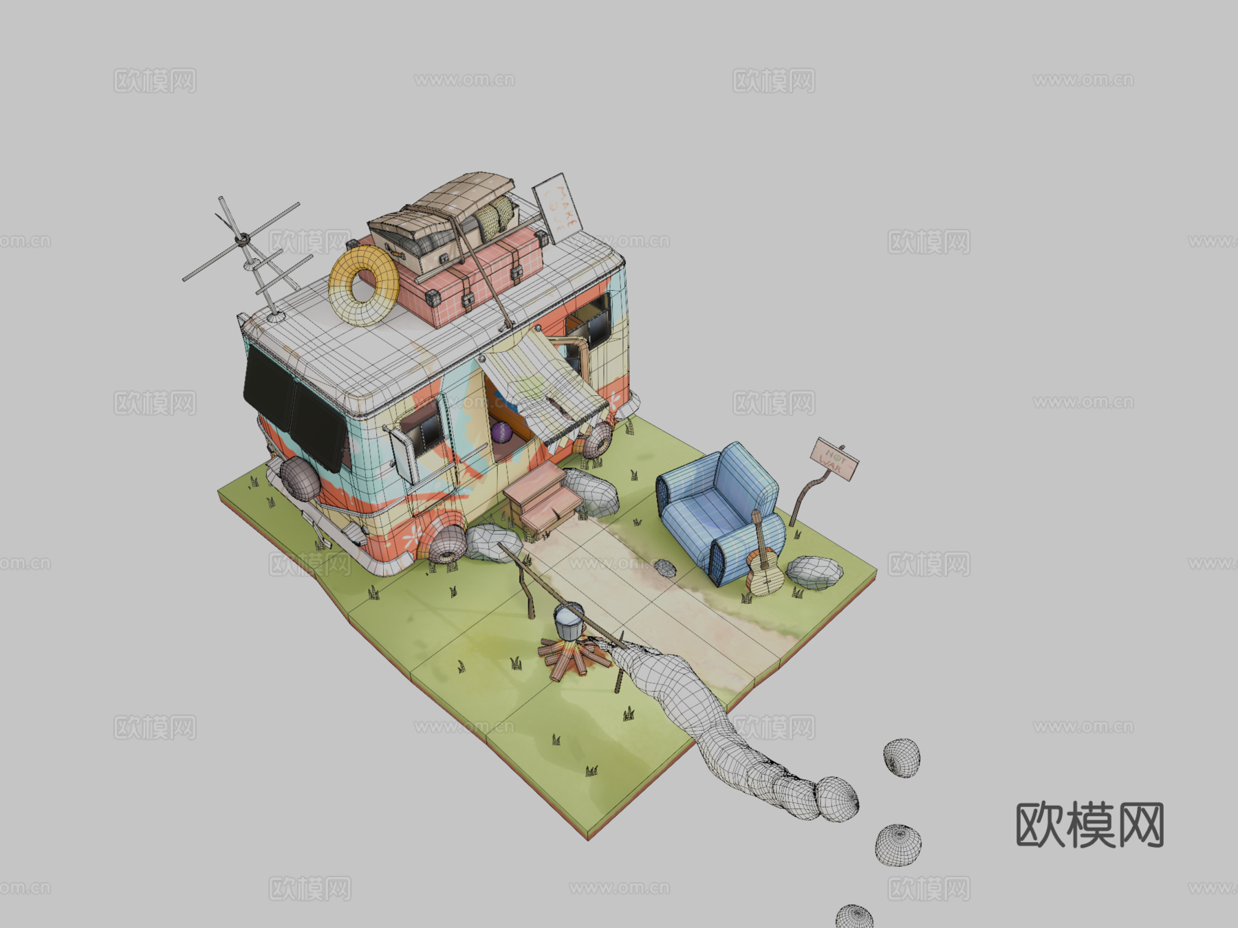 嬉皮士移动车su模型