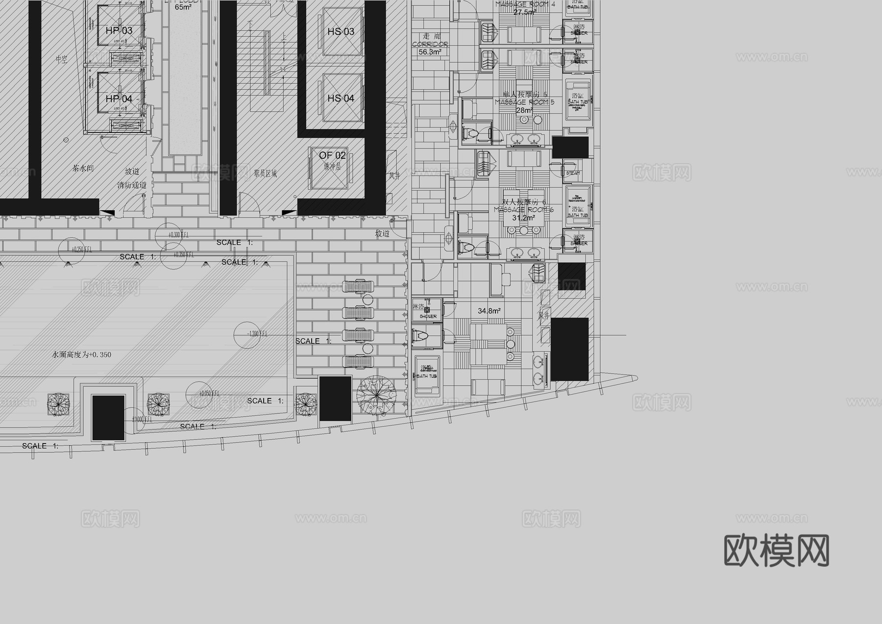 京基100游泳池平布方案cad施工图