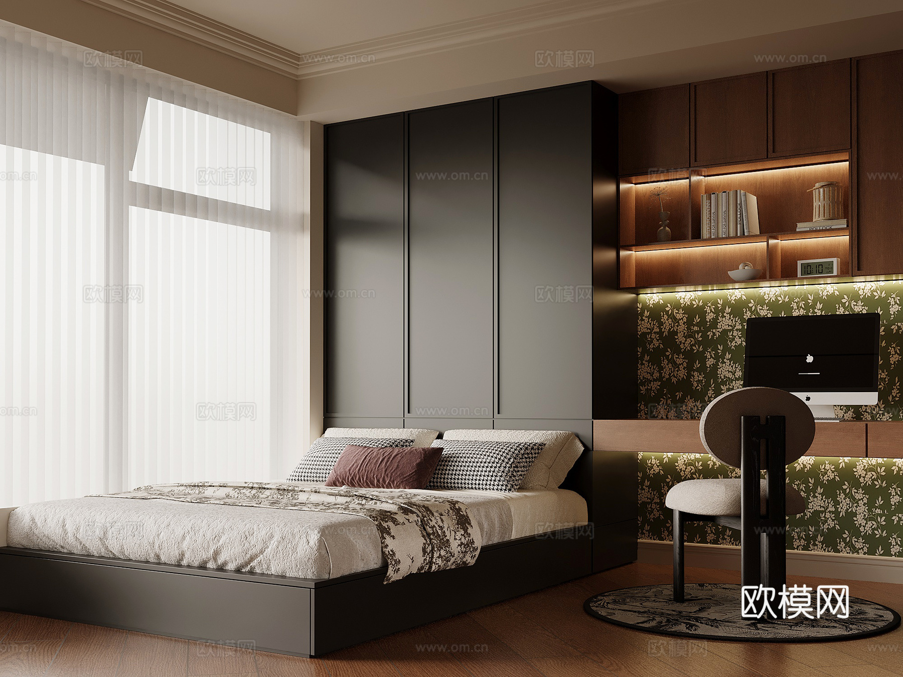 法式榻榻米卧室su模型