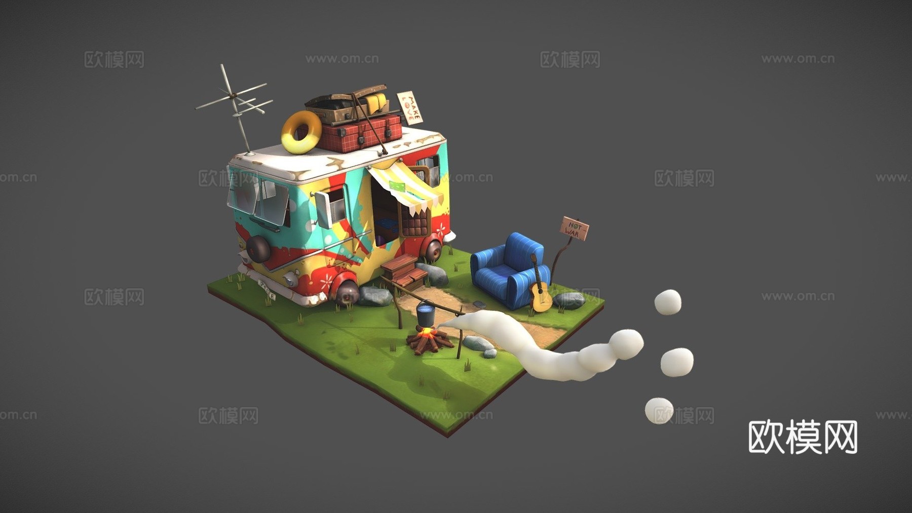 嬉皮士移动车su模型