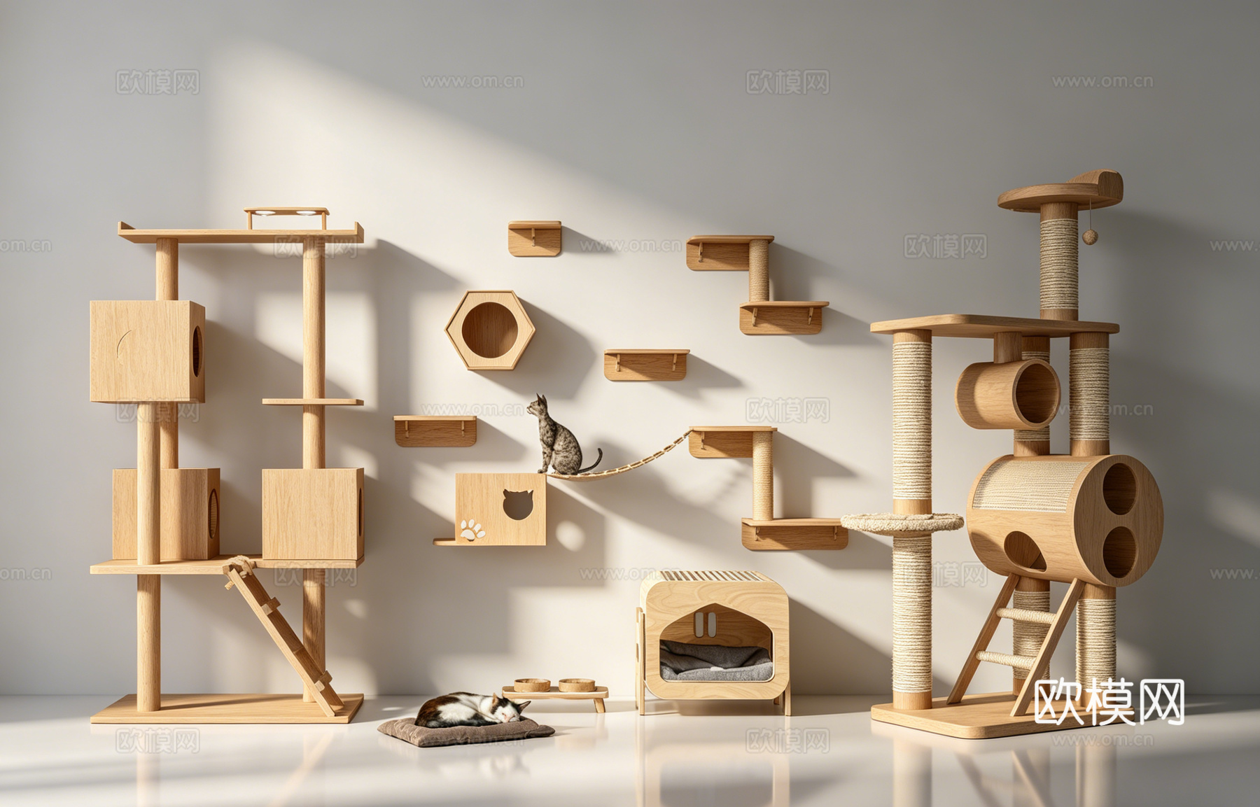 宠物房猫爬架猫窝su模型
