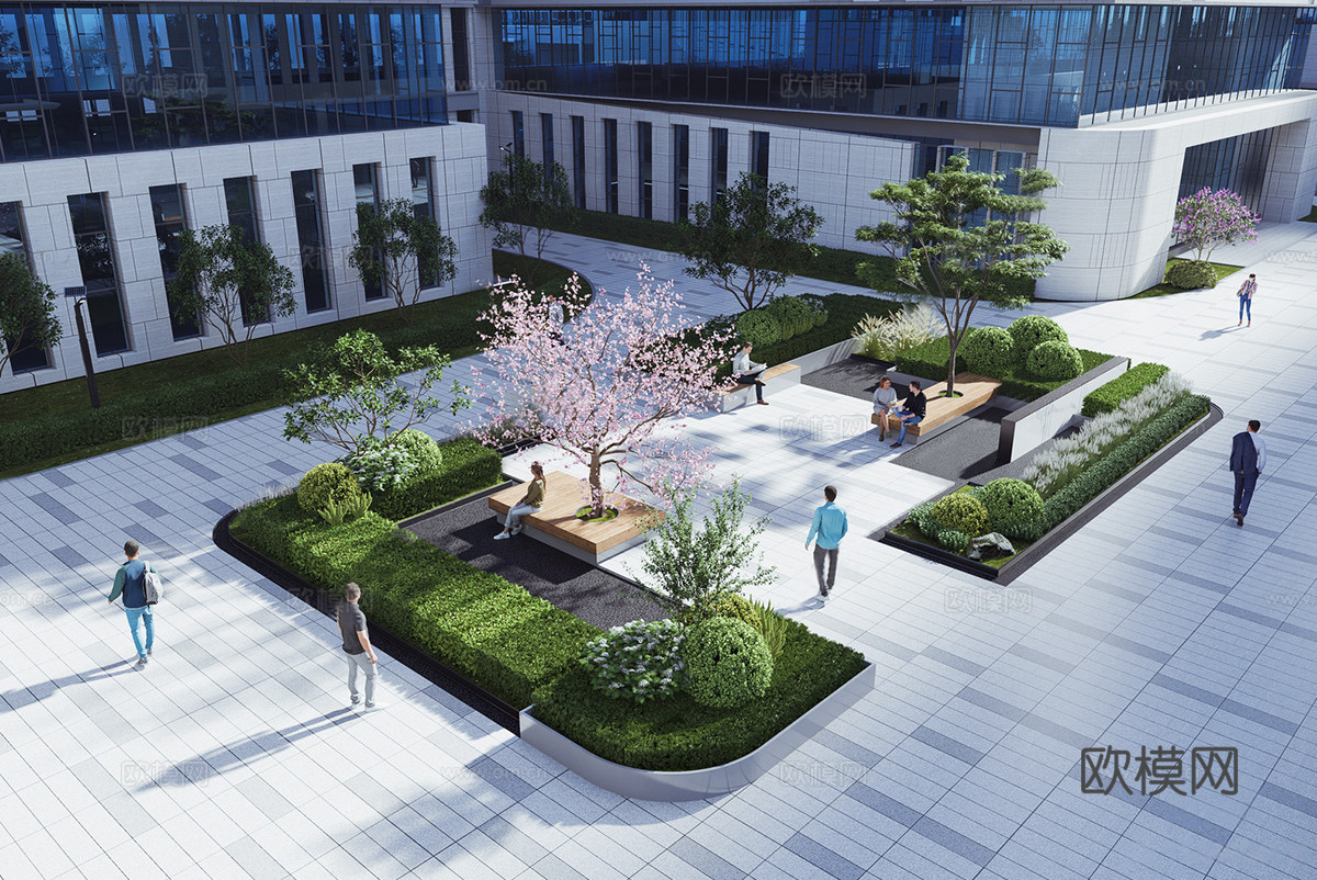 现代办公景观 商业办公景观su模型