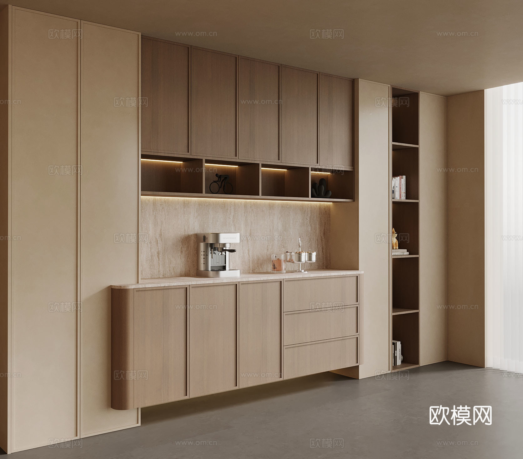 中古风酒柜 侘寂风酒柜 餐边柜su模型