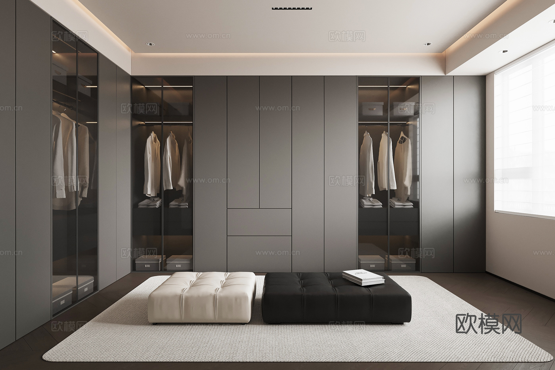 现代意式衣帽间su模型
