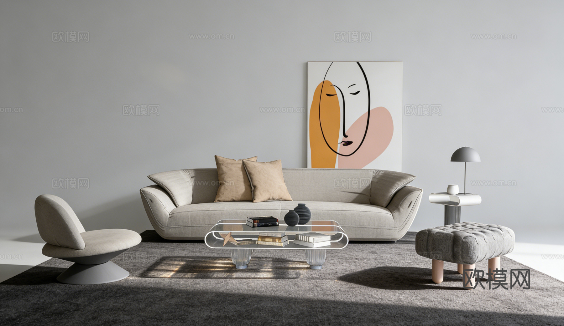 现代沙发组合su模型