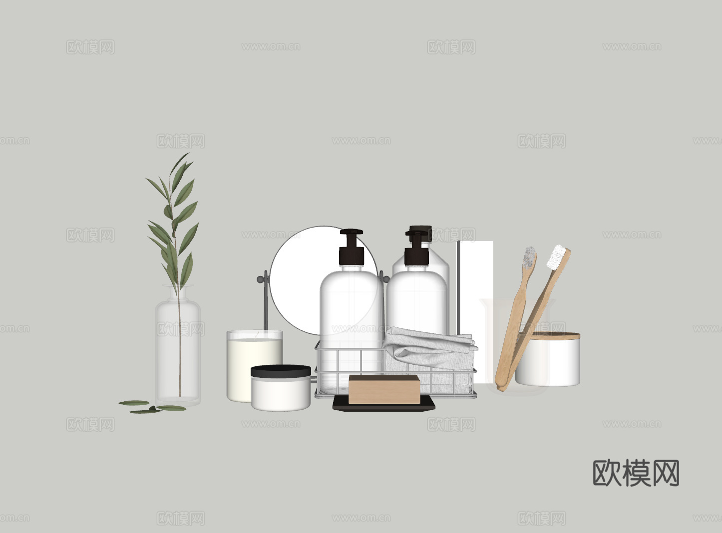 卫生间摆件su模型