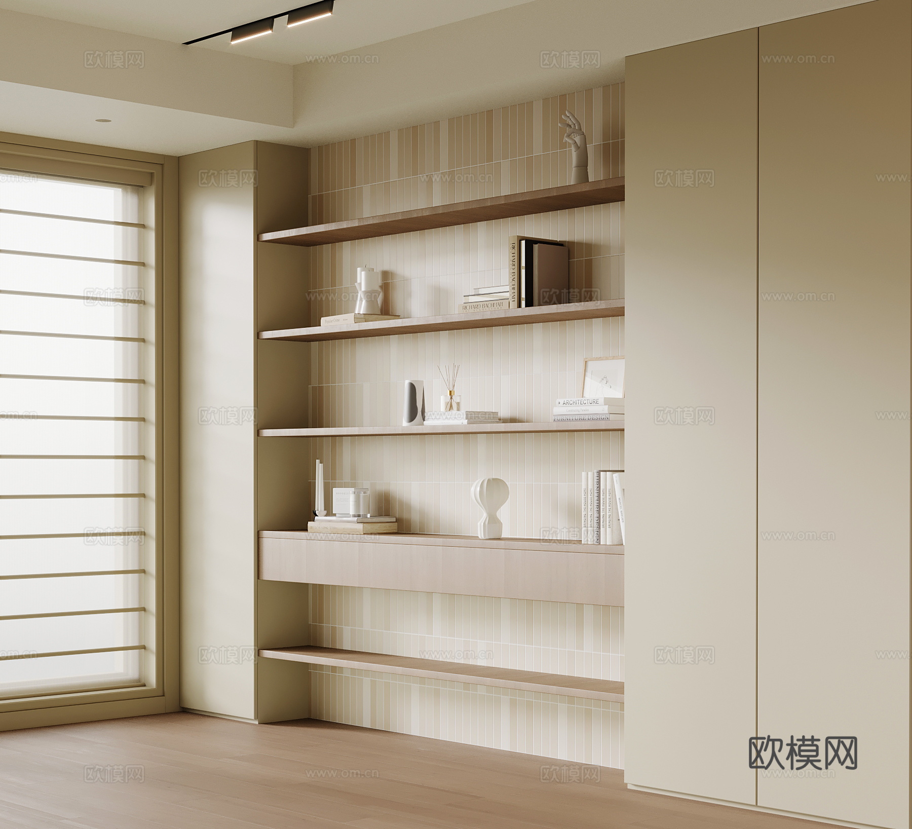 现代中古风书柜 置物柜su模型