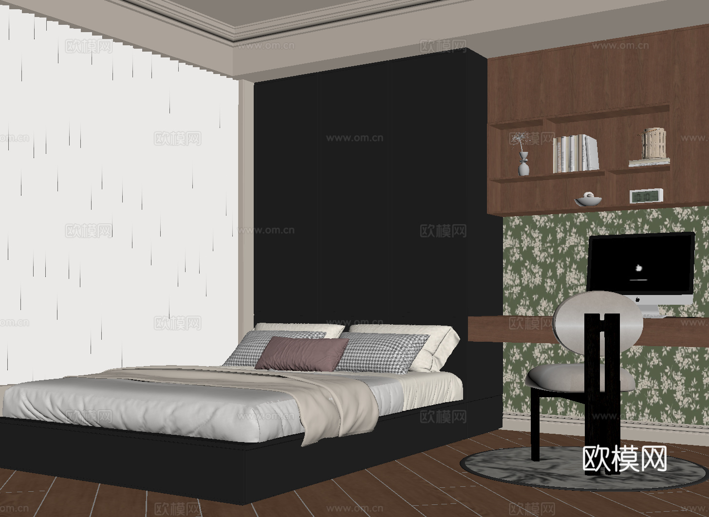 法式榻榻米卧室su模型