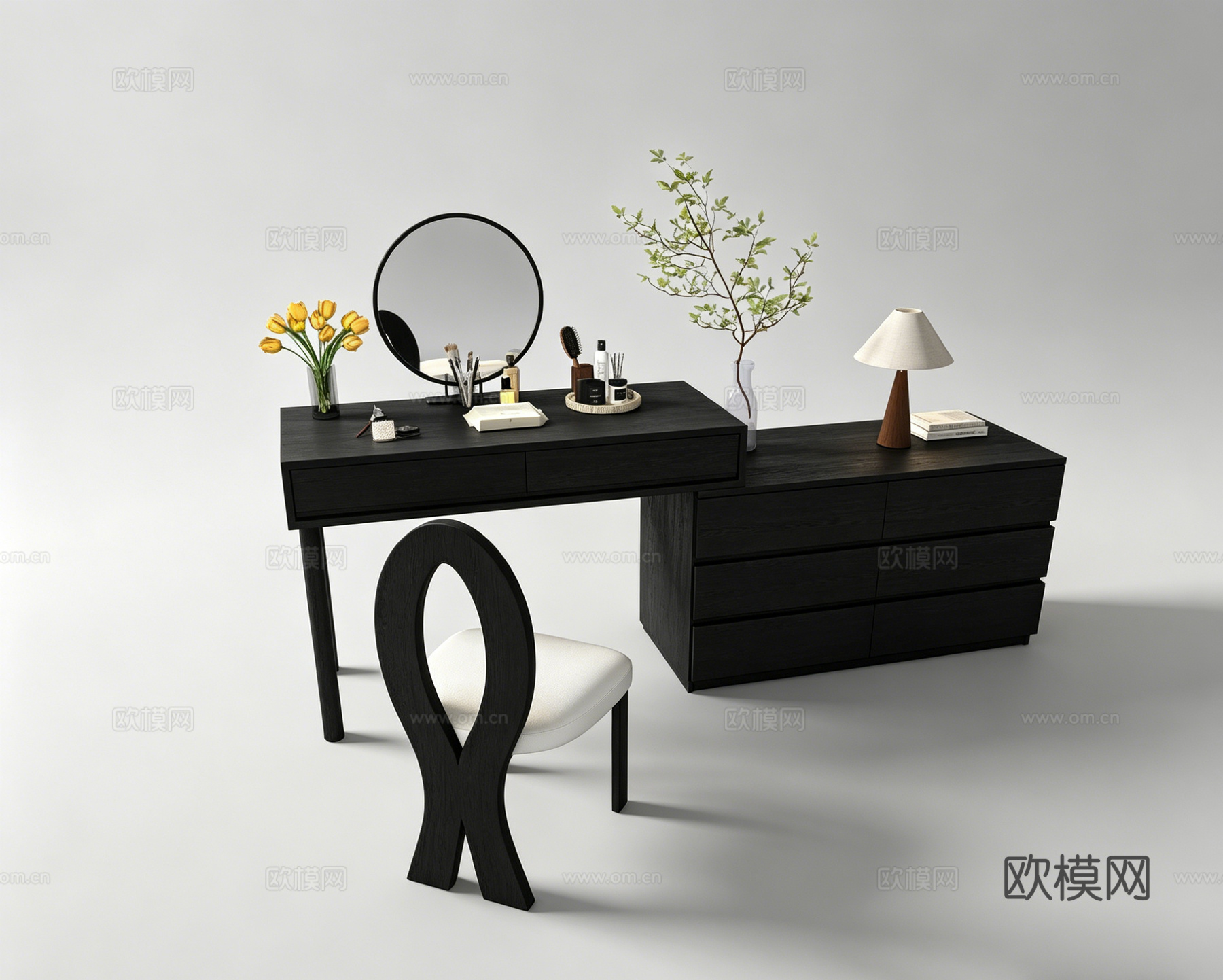 中古风梳妆台su模型