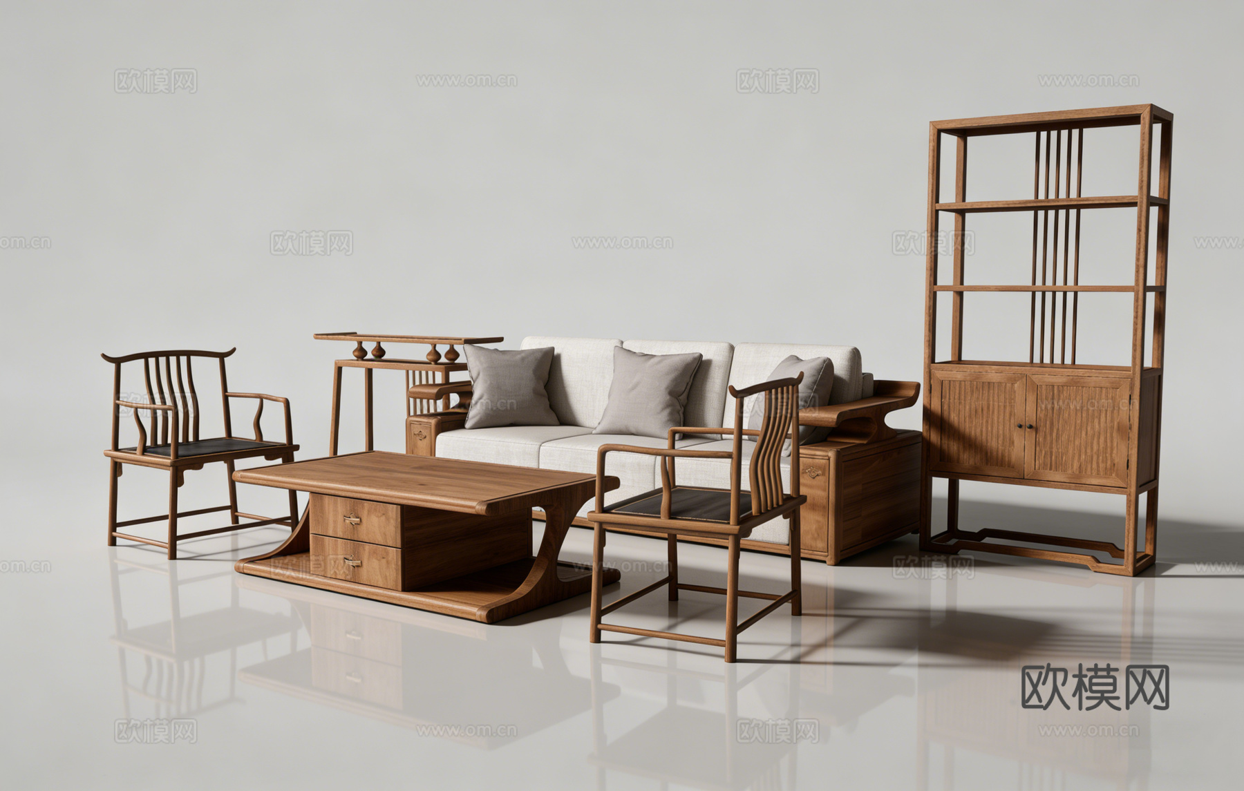 新中式沙发su模型