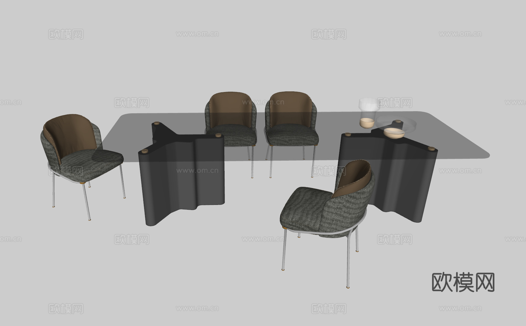 现代休闲桌椅su模型