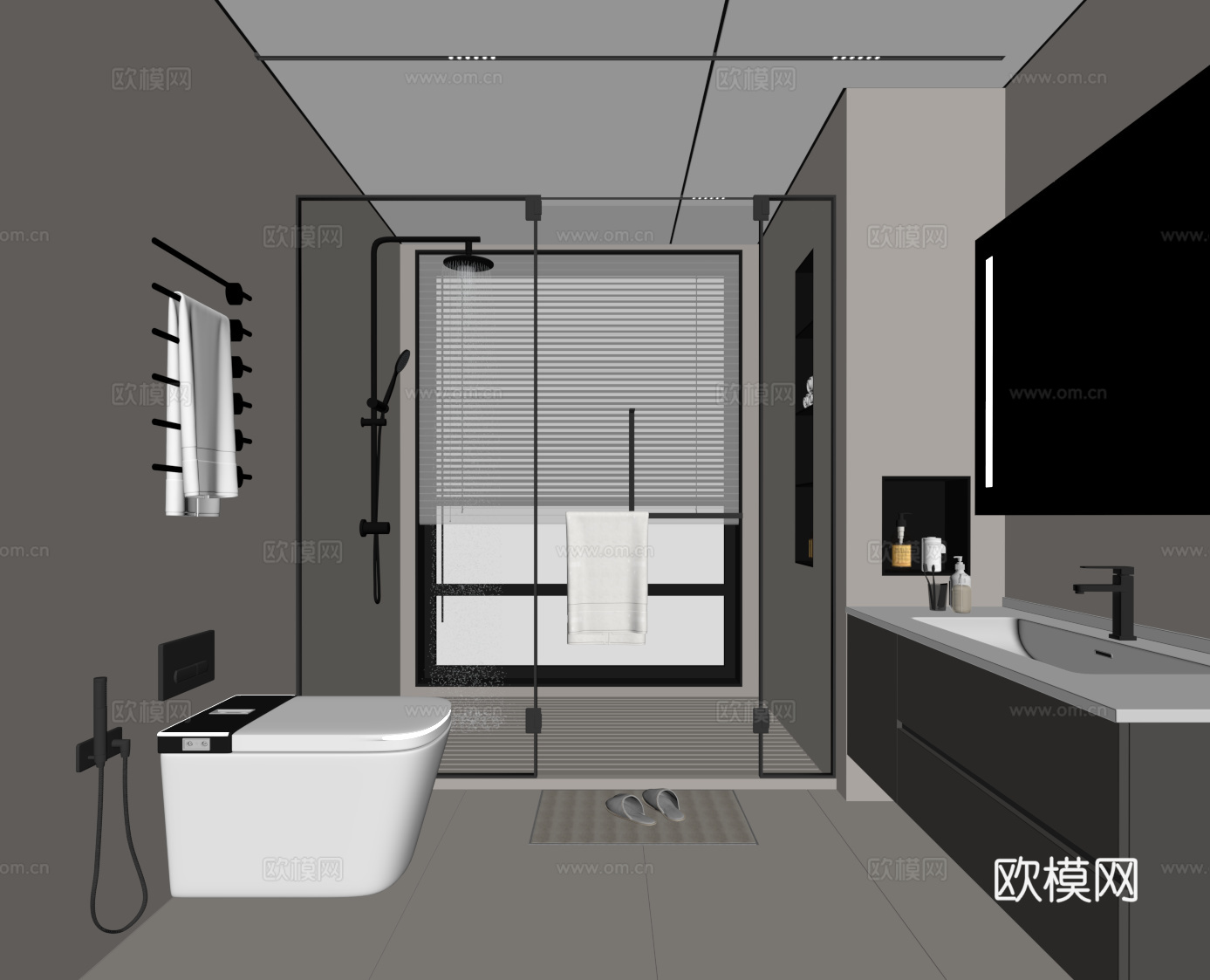 现代意式卫生间su模型