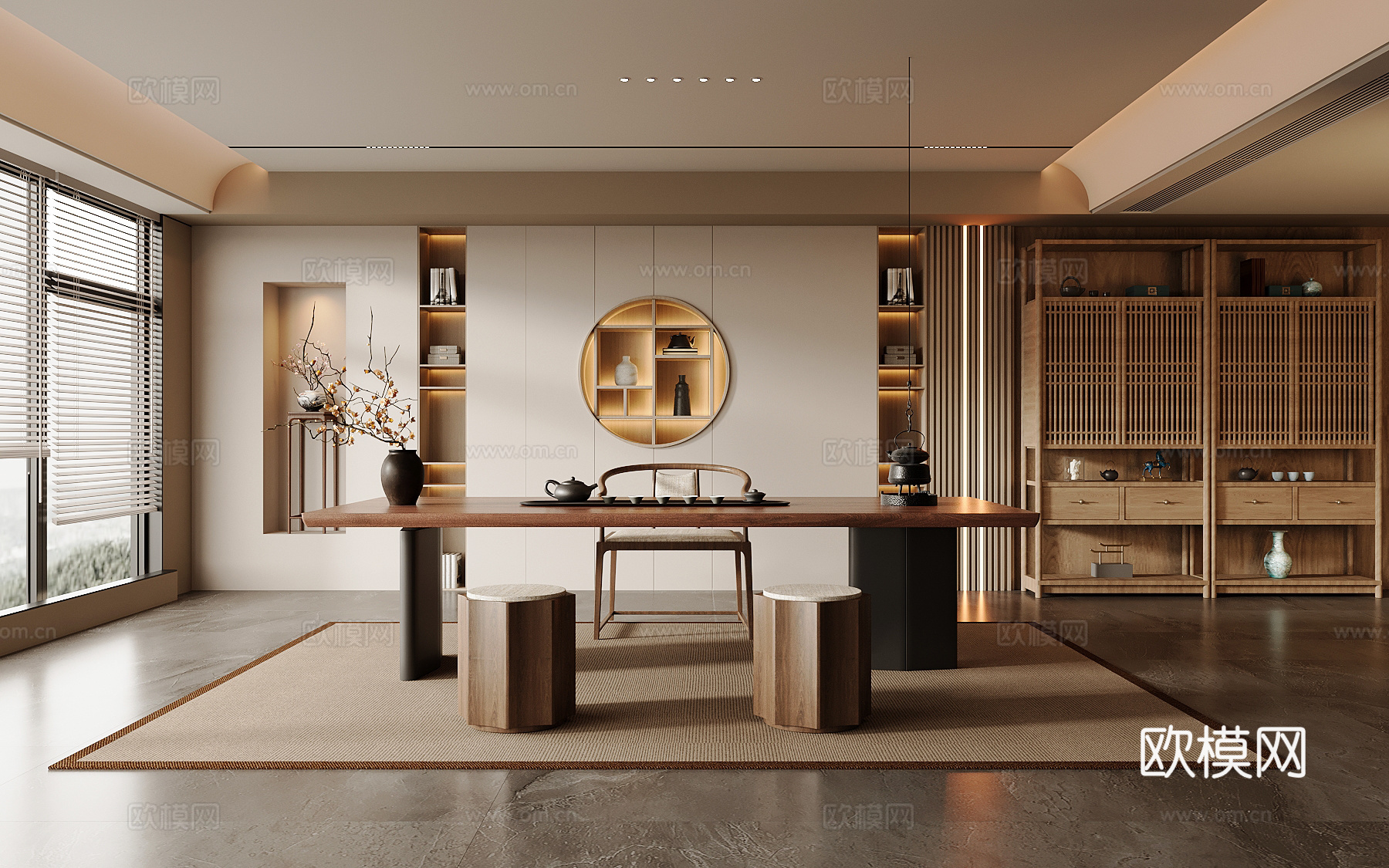 新中式茶室su模型