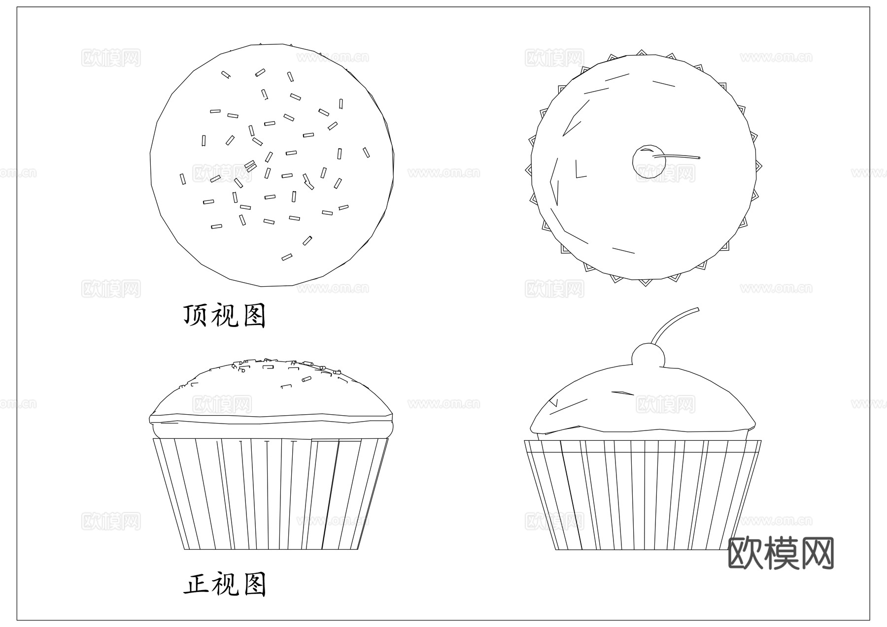 玛芬杯 小杯糕 纸托蛋糕 迷你蛋糕 杯式蛋糕cad施工图