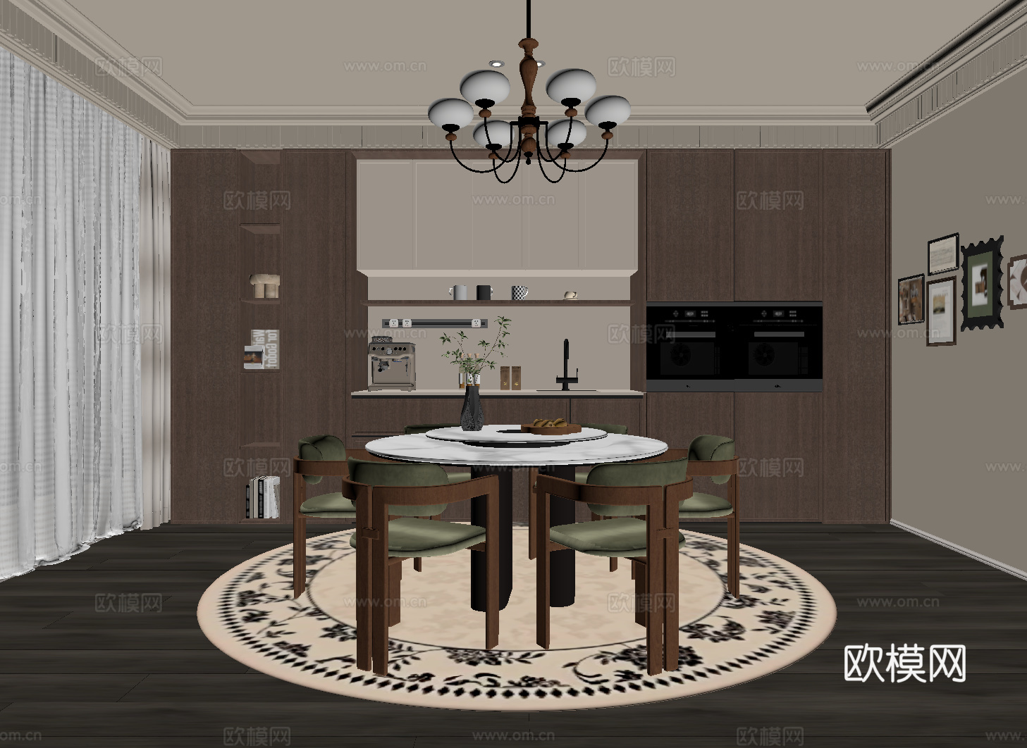 法式中古风餐厅su模型