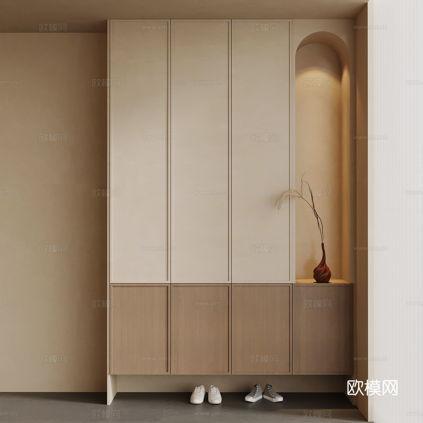 中古风鞋柜 侘寂风鞋柜su模型