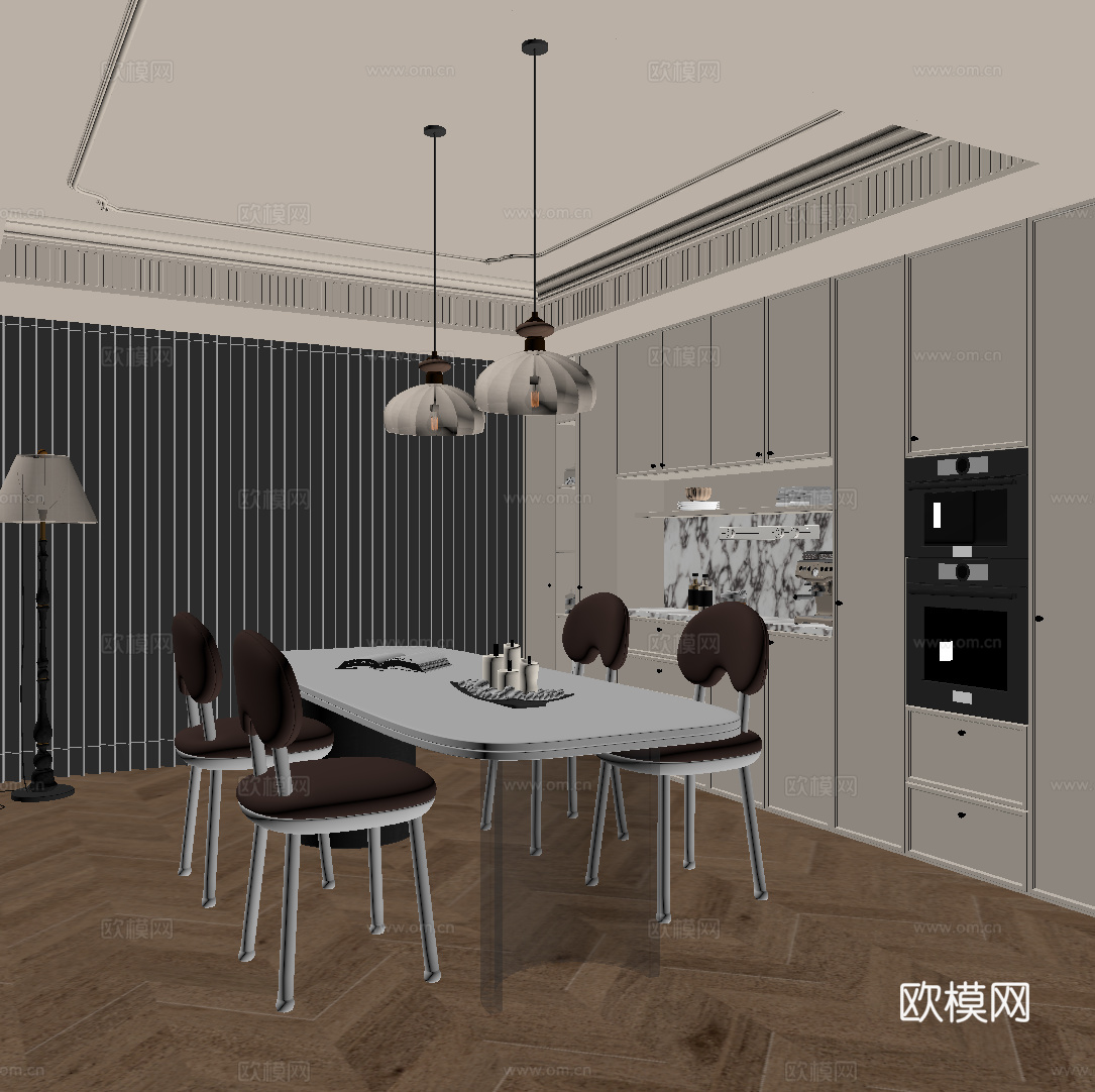 法式复古家居餐厅su模型