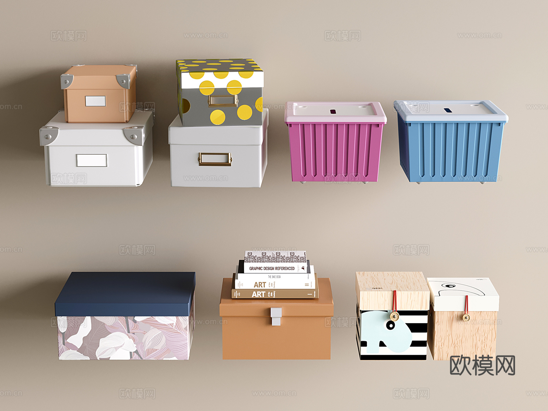 现代整理盒子 鞋盒 储物盒 收纳盒 塑料收纳箱su模型