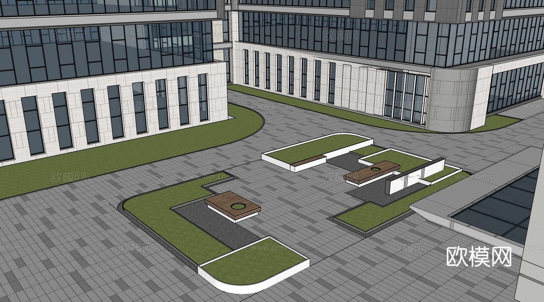 现代办公景观 商业办公景观su模型