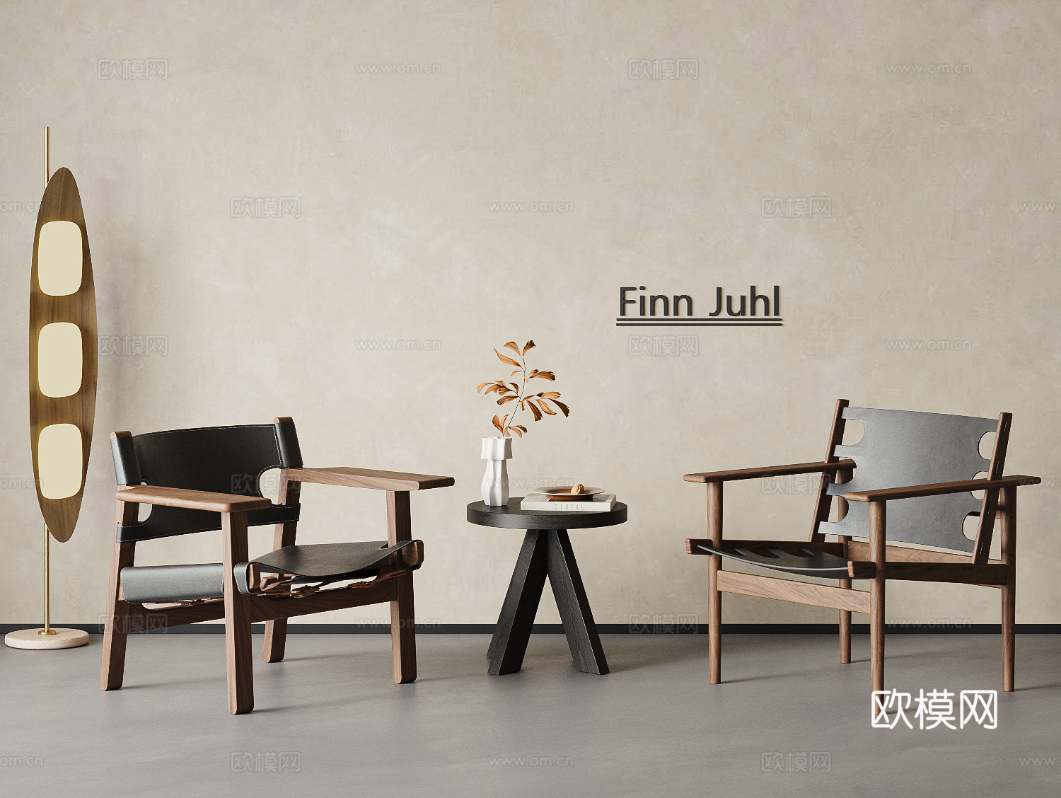 侘寂中古风休闲椅  狩猎椅 酋长椅 马鞍椅 休闲桌椅 洽谈桌su模型