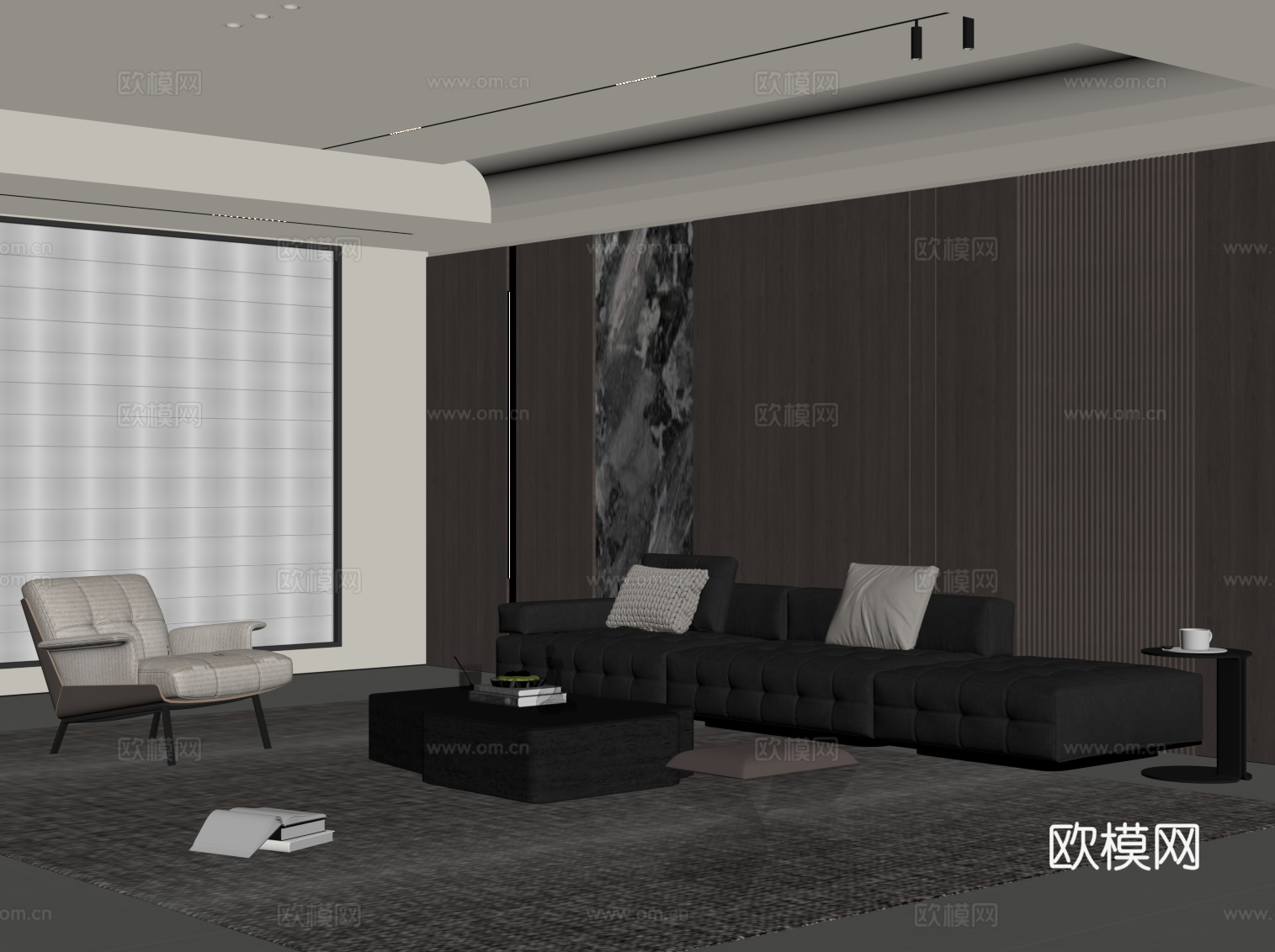 意式客厅su模型