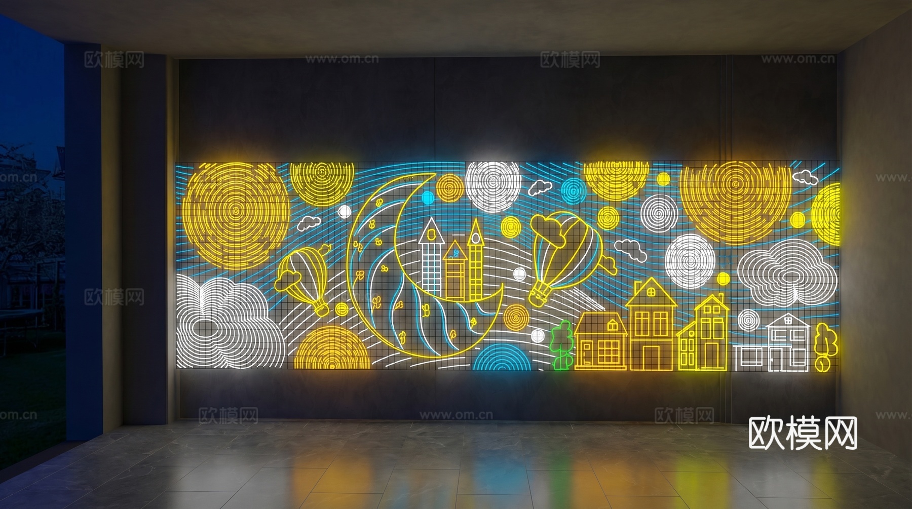 霓虹灯    艺术  卡通   室内外炫彩霓虹灯su模型