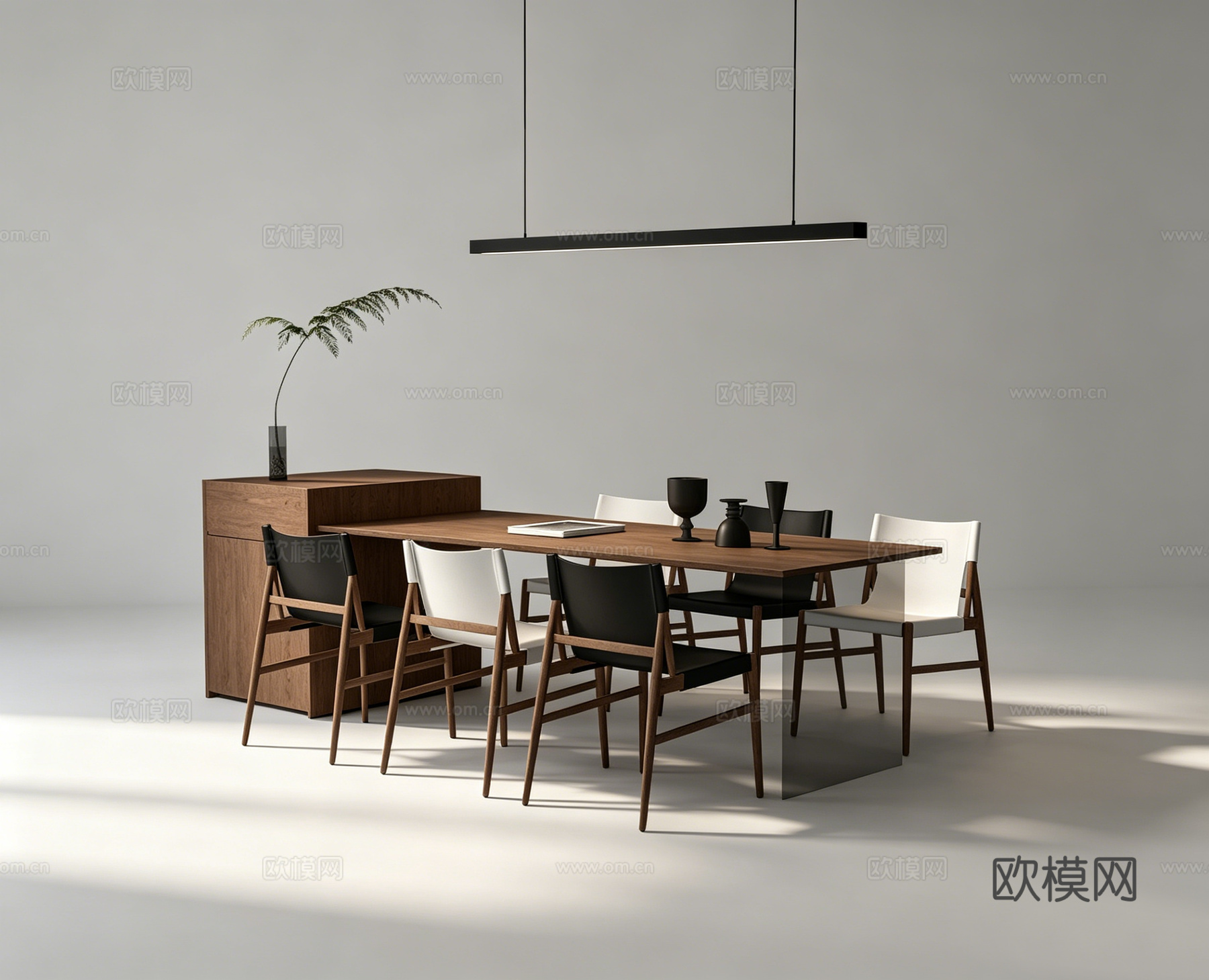 侘寂岛台餐桌su模型