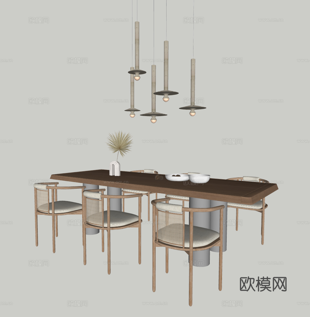 侘寂桌椅餐桌su模型