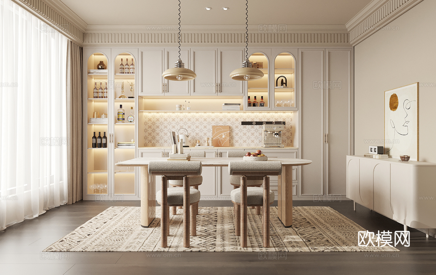 法式中古风餐厅su模型