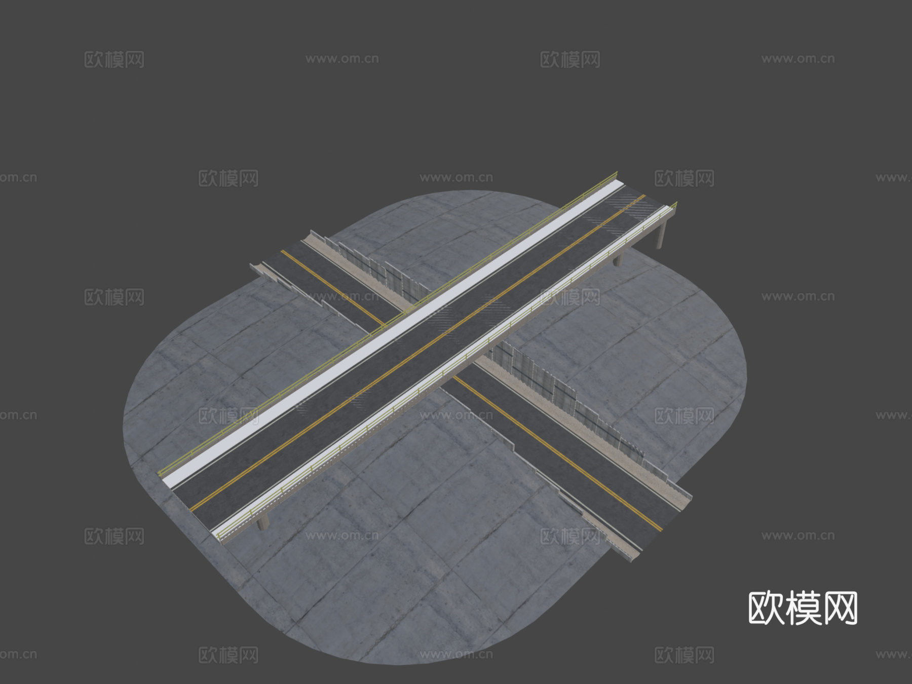 美国公路立交桥下穿桥su模型