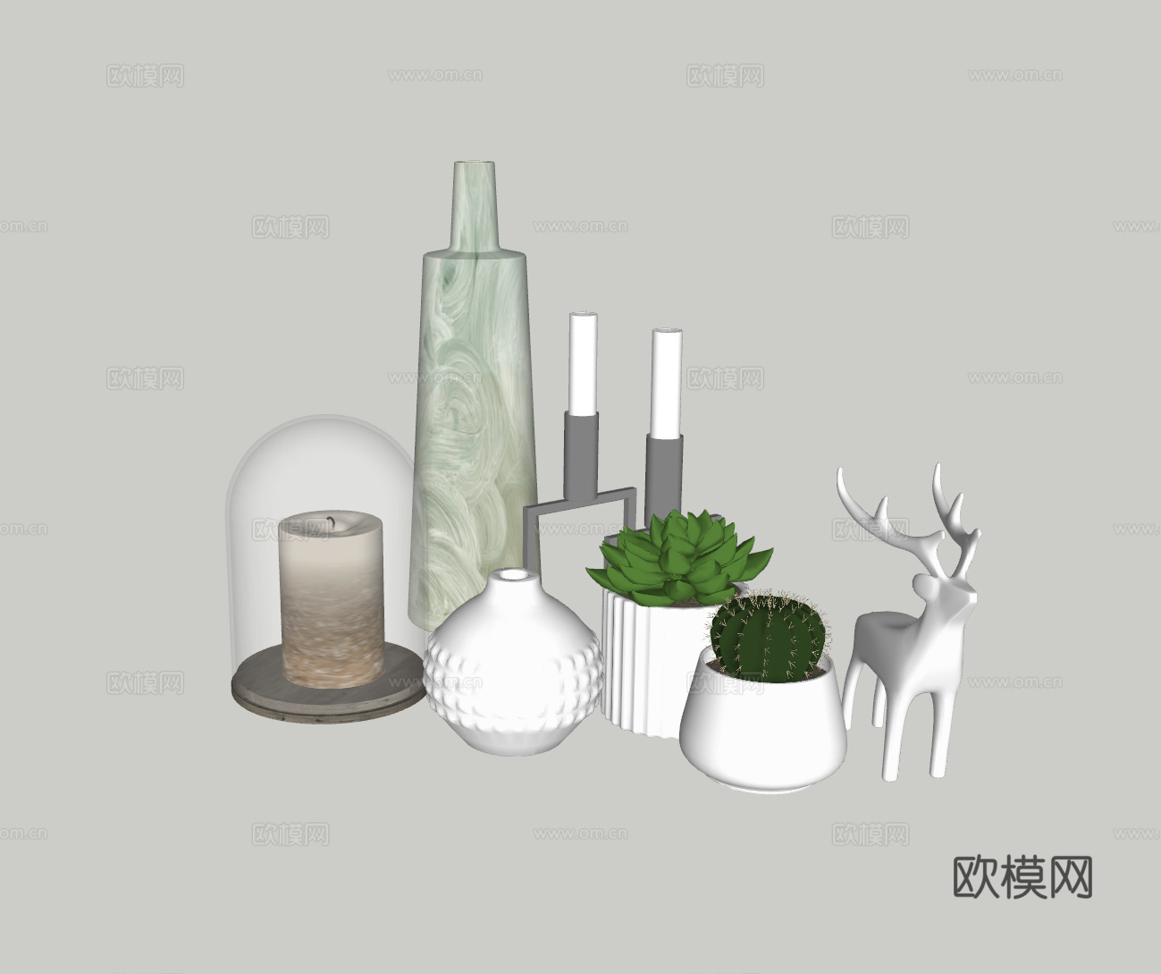 现代装饰摆件su模型