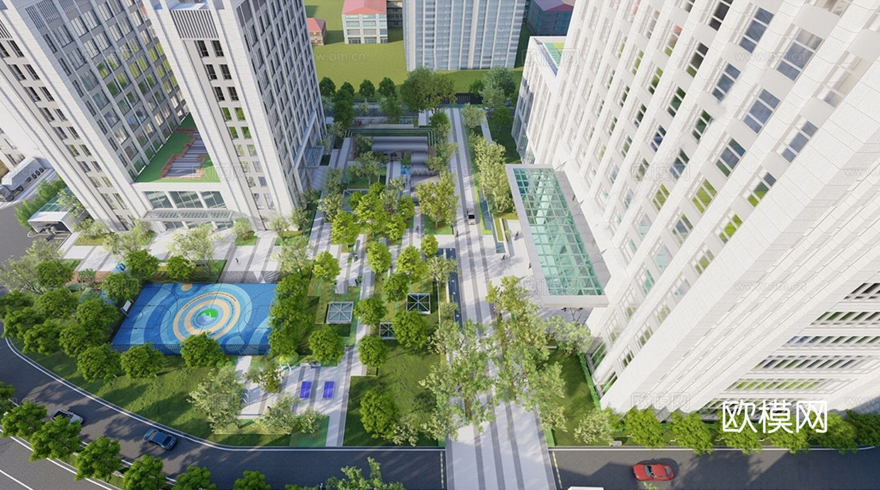 现代办公景观 办公楼写字楼su模型