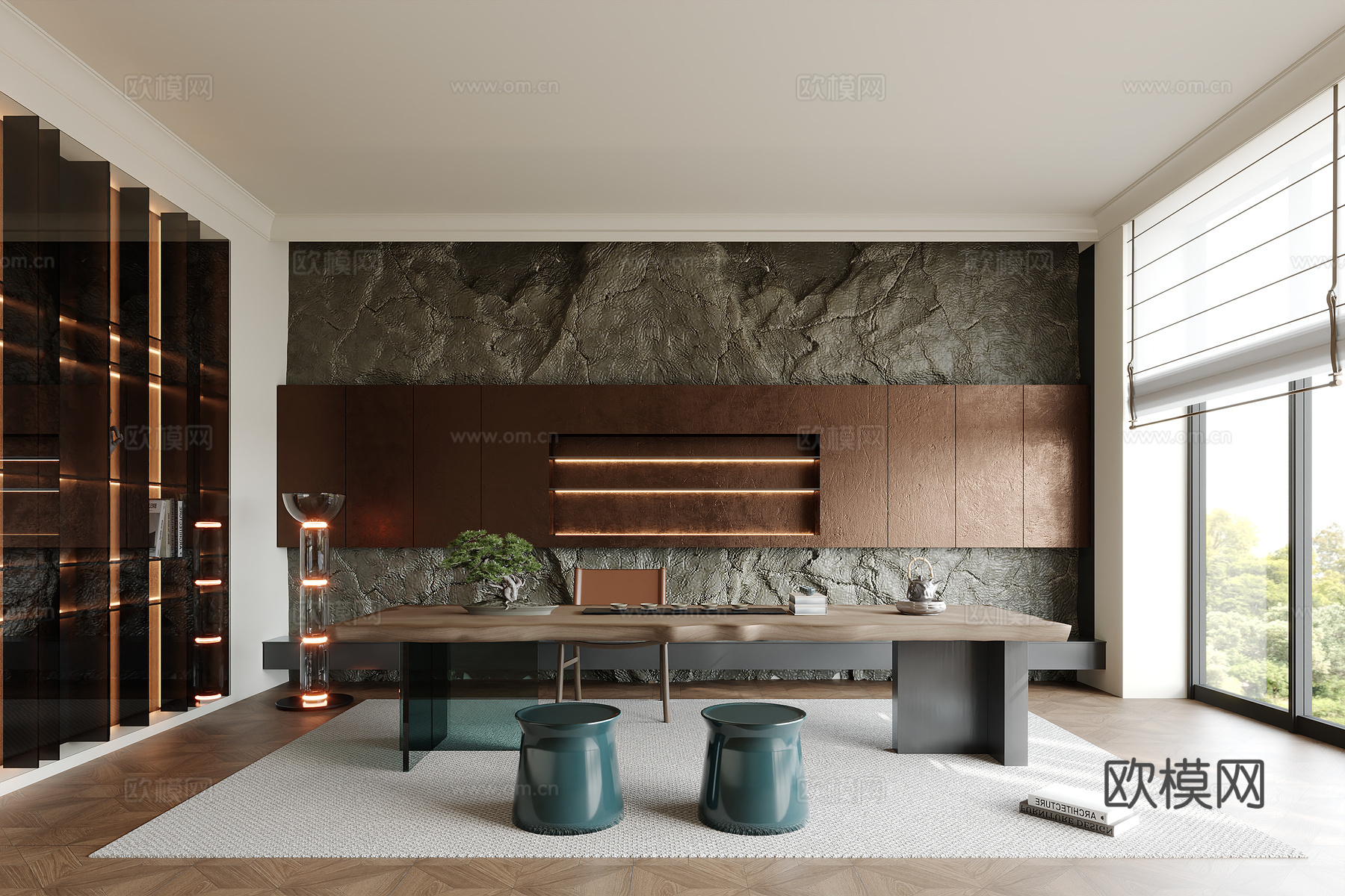 现代轻奢茶室su模型