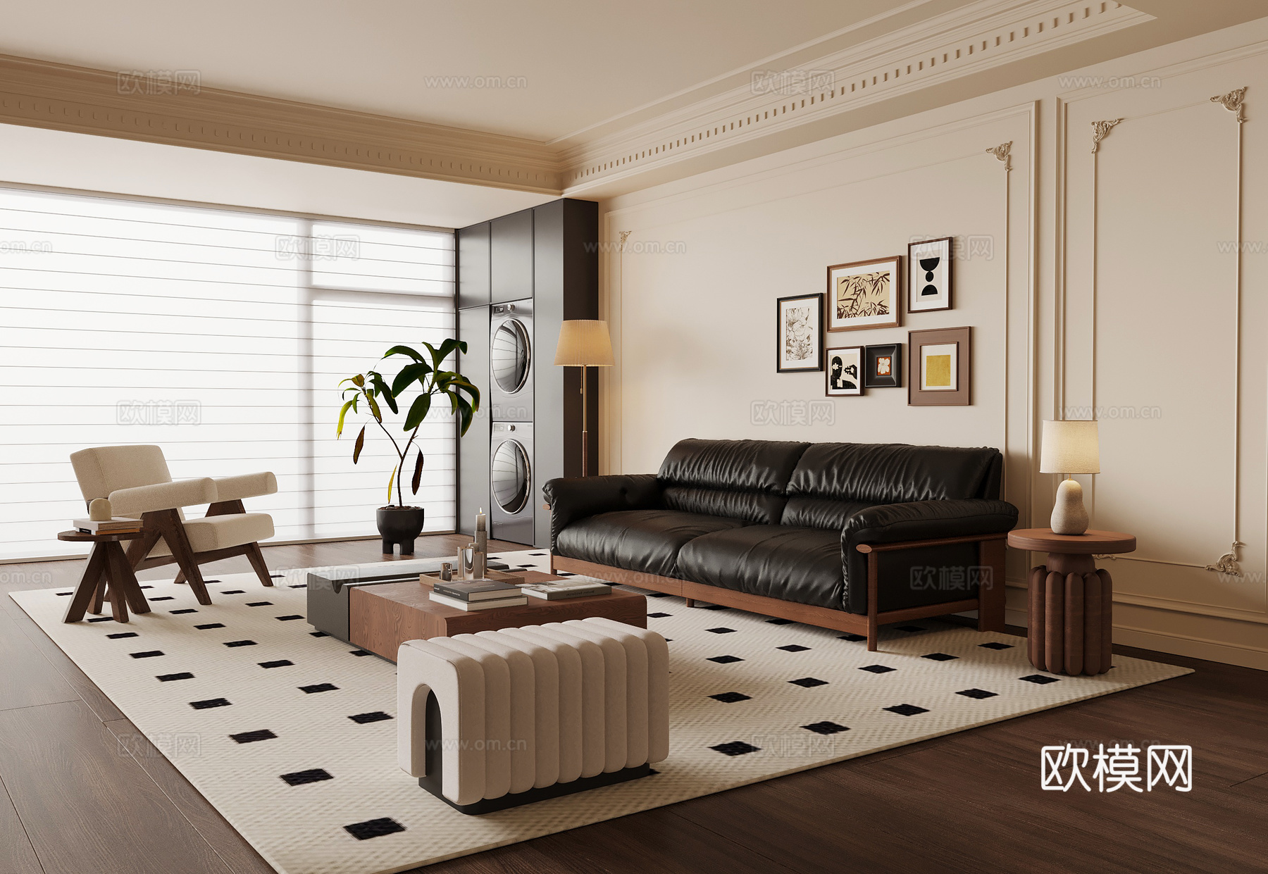 法式中古客厅 沙发茶几组合su模型