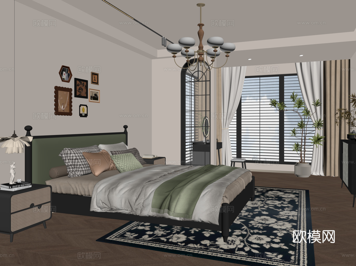 法式复古卧室su模型