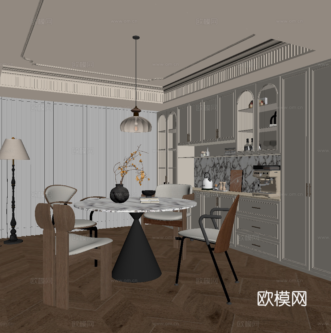 法式复古家居餐厅su模型